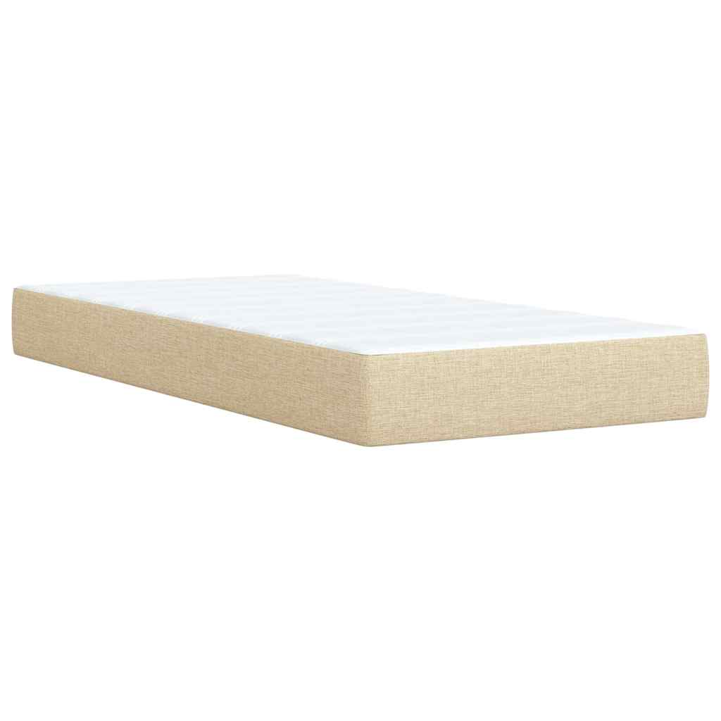 kontinentalseng med madras 90x190 cm stof cremefarvet