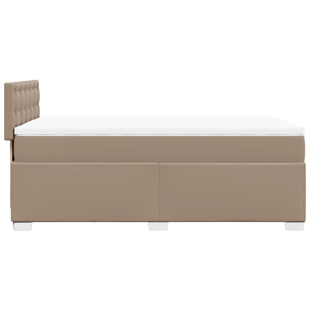 kontinentalseng 100x200 cm kunstlæder cappuccinofarvet