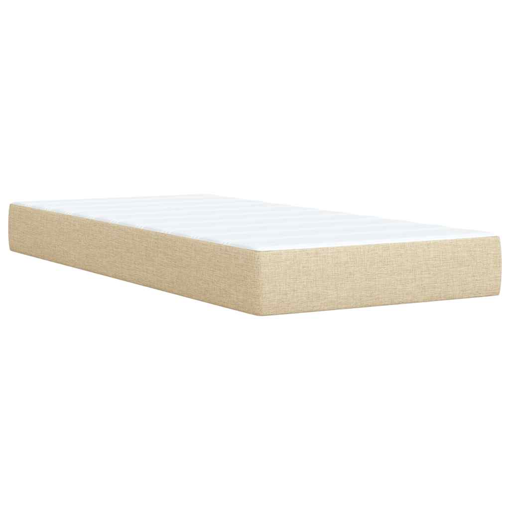 kontinentalseng med madras 90x190 cm stof cremefarvet