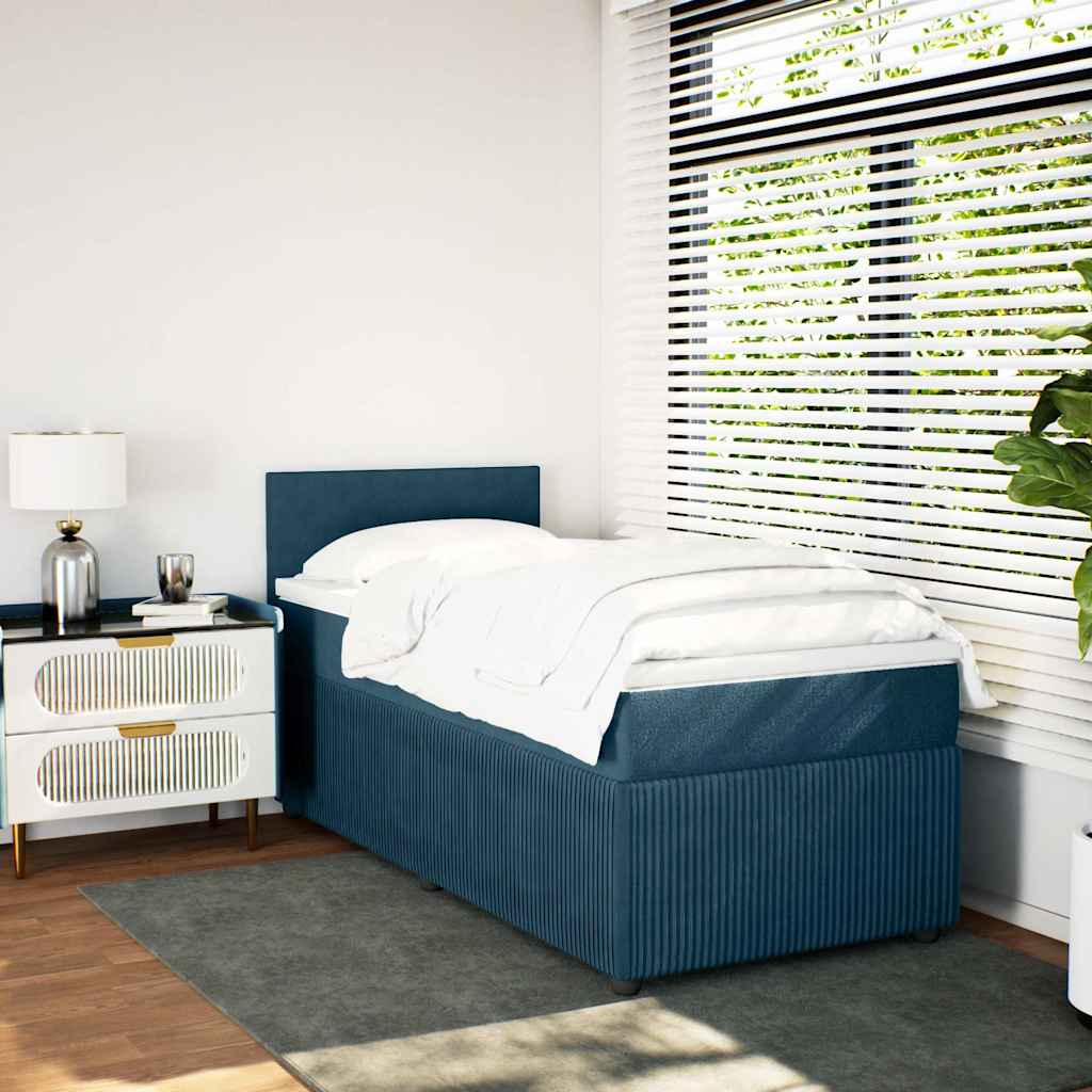 kontinentalseng med madras 90x200 cm fløjl blå