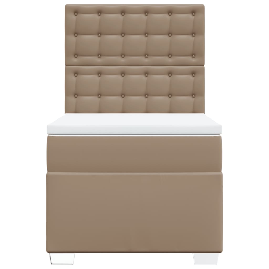 kontinentalseng 100x200 cm kunstlæder cappuccinofarvet