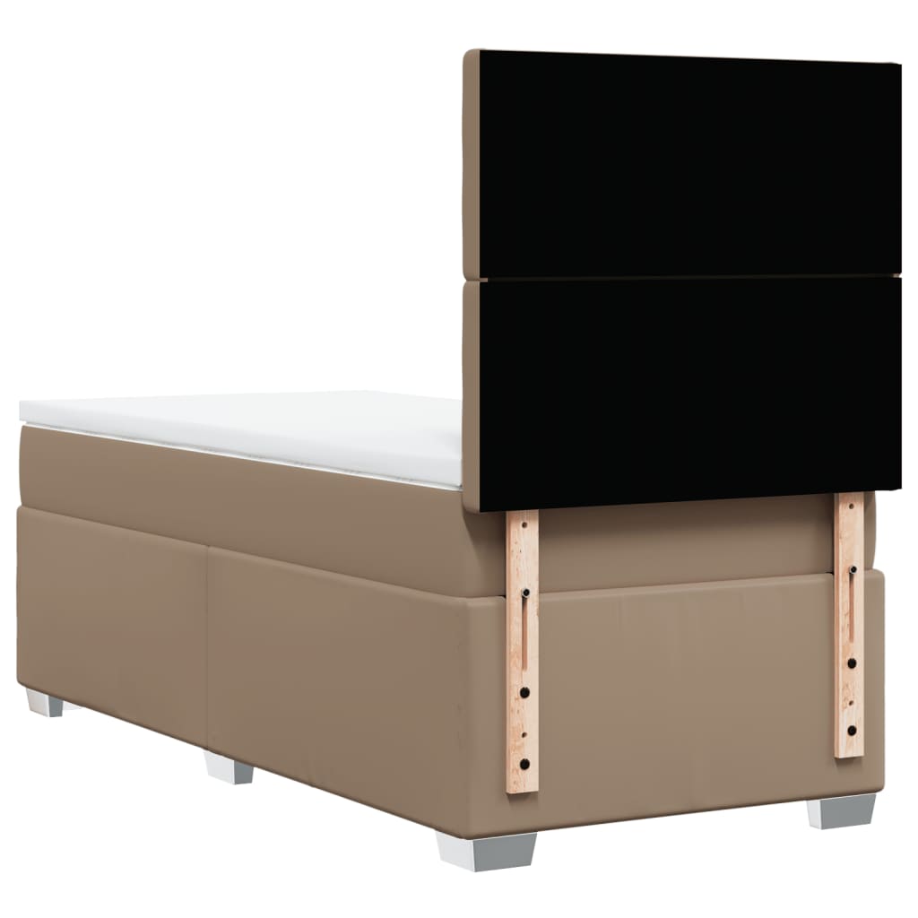 kontinentalseng 100x200 cm kunstlæder cappuccinofarvet