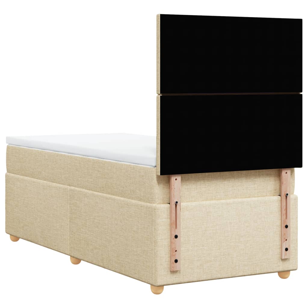 kontinentalseng med madras 80x200 cm stof cremefarvet
