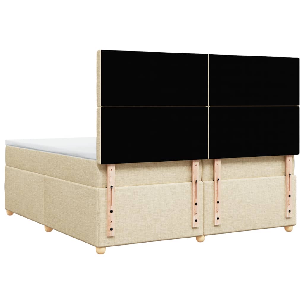 kontinentalseng med madras 200x200 cm stof cremefarvet