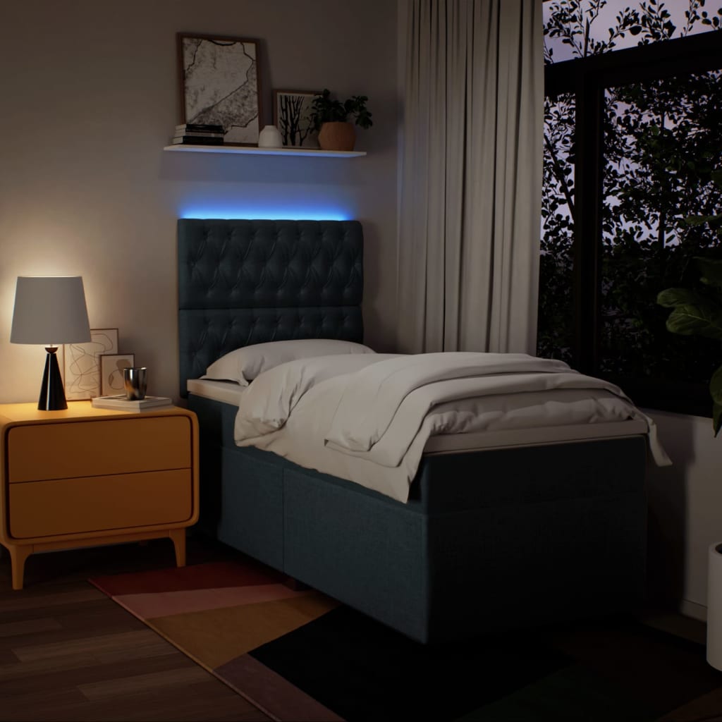 kontinentalseng med madras 90x200 cm stof blå