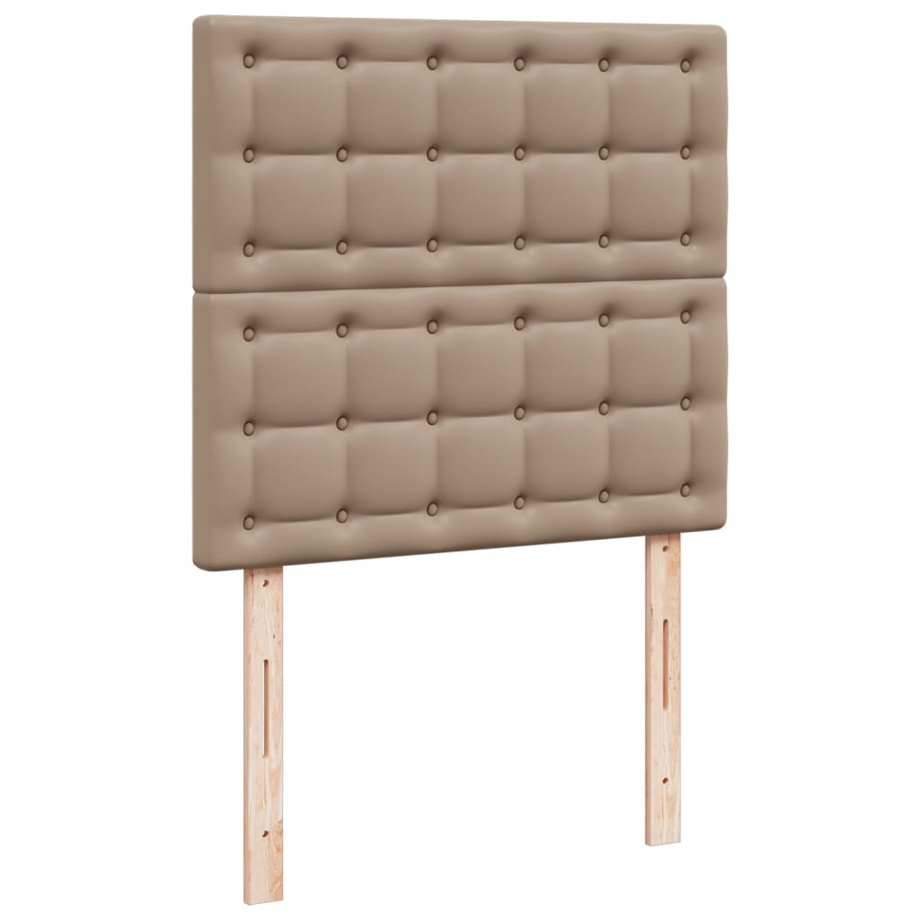 kontinentalseng 100x200 cm kunstlæder cappuccinofarvet