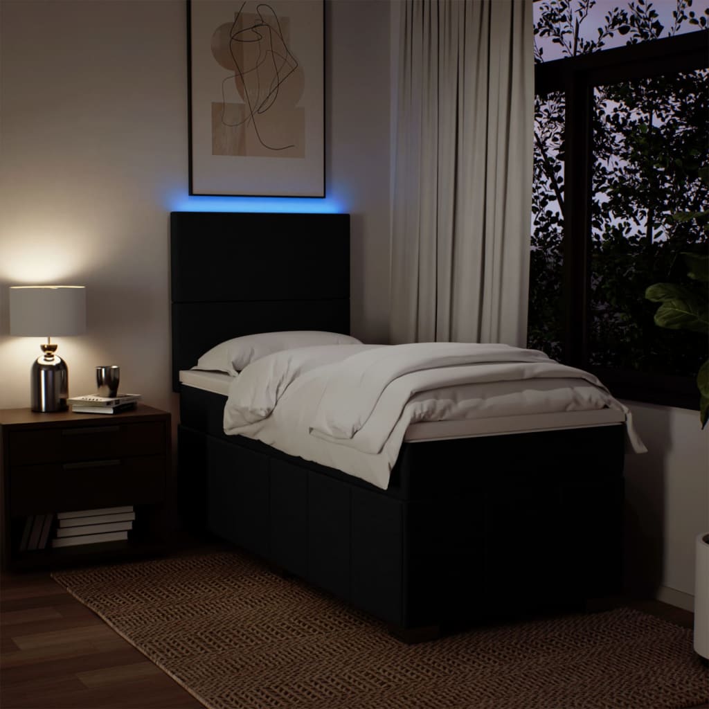 kontinentalseng med madras 90x200 cm stof sort
