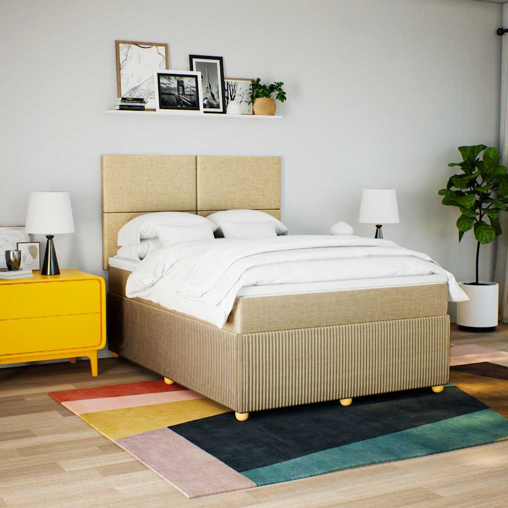 kontinentalseng med madras 160x200 cm stof cremefarvet