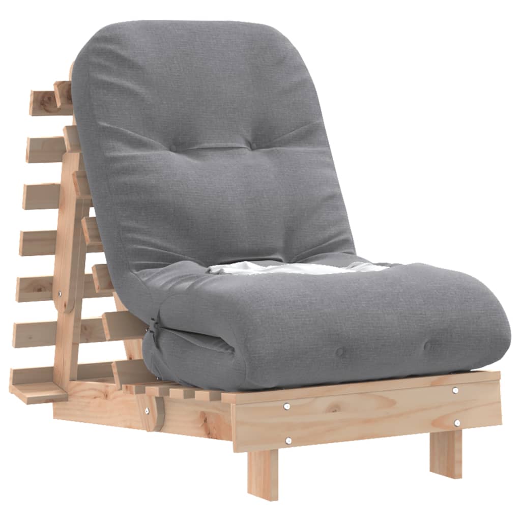 futon med madras 60x206x11 cm massivt fyrretræ