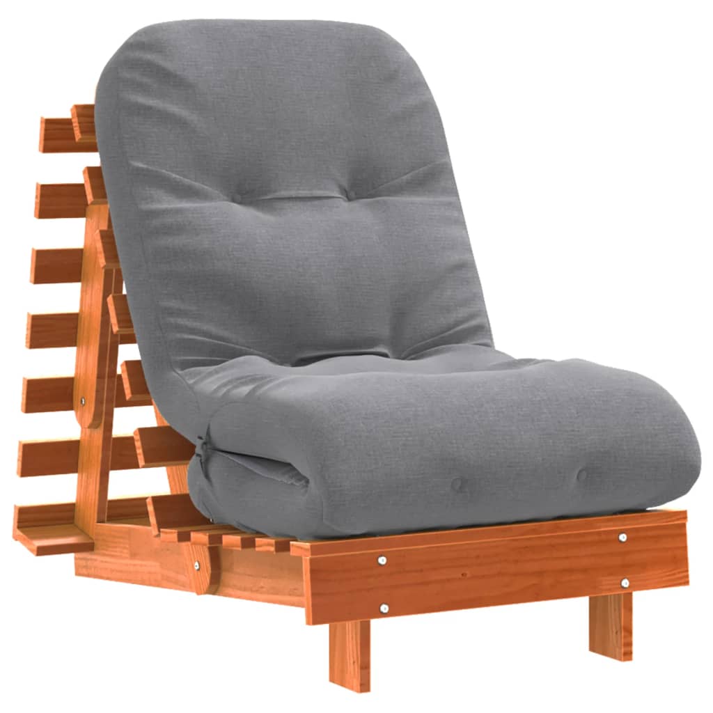 futon med madras 60x206x11 cm massivt fyrretræ gyldenbrun