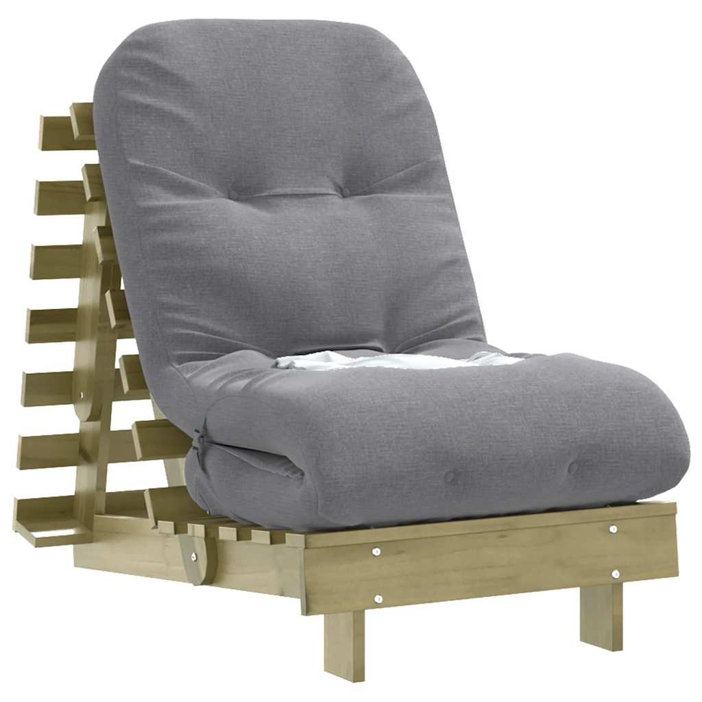 futon med madras 60x206x11 cm massivt fyrretræ