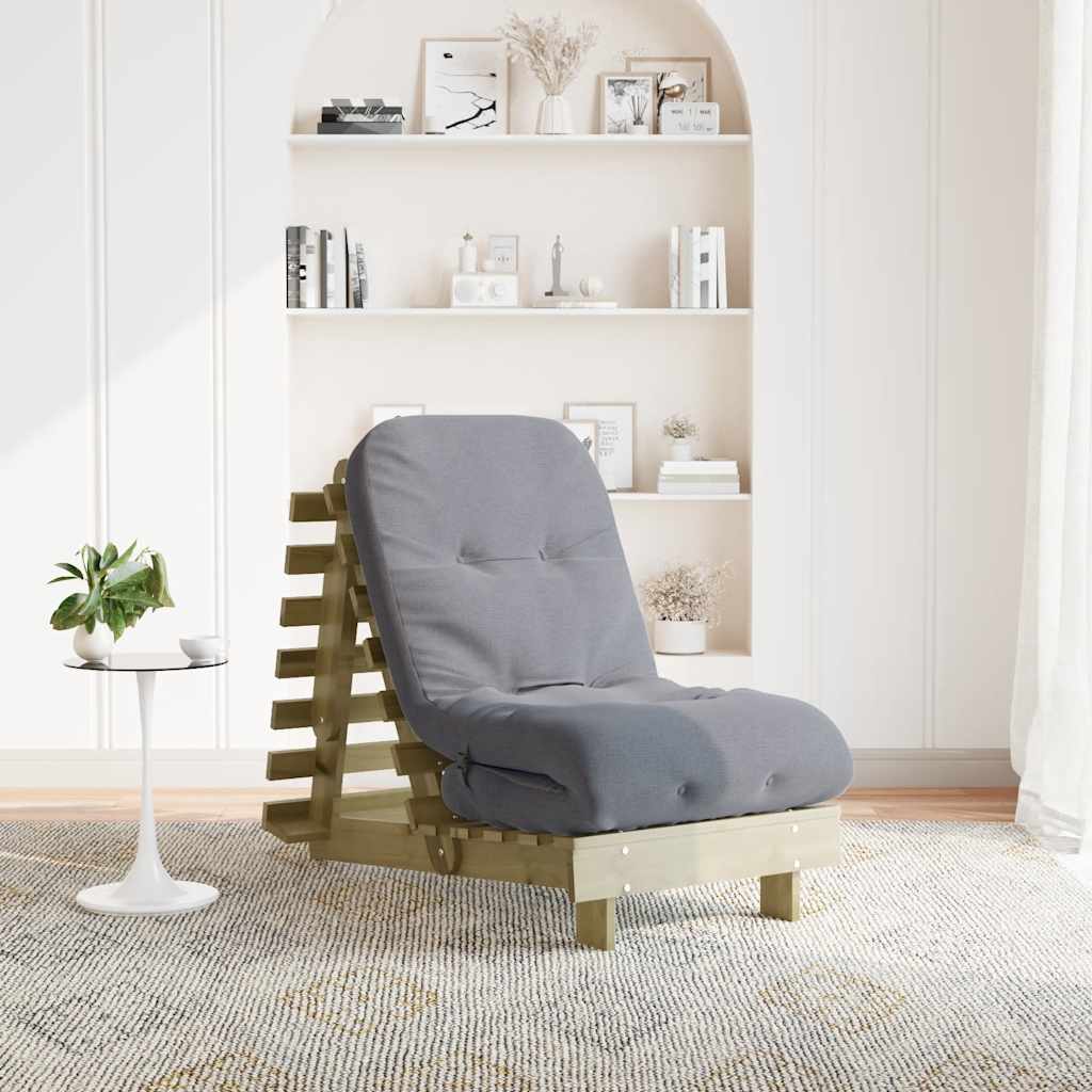 futon med madras 60x206x11 cm massivt fyrretræ