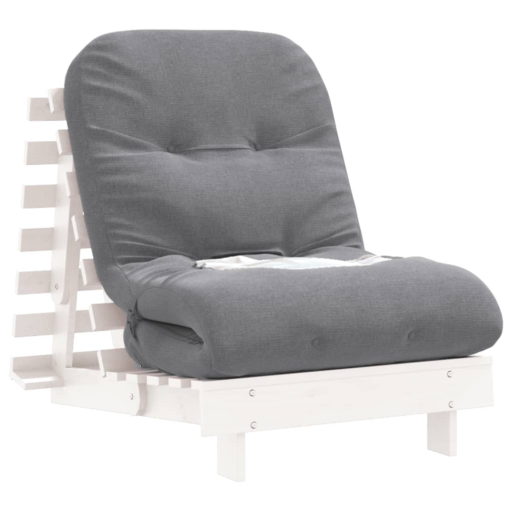 futon med madras 70x206x11 cm massivt fyrretræ hvid