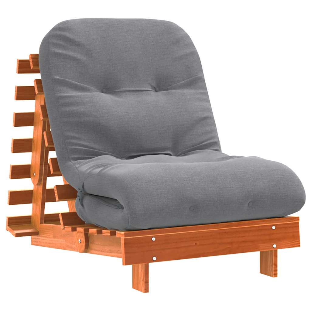 futon med madras 70x206x11 cm massivt fyrretræ gyldenbrun