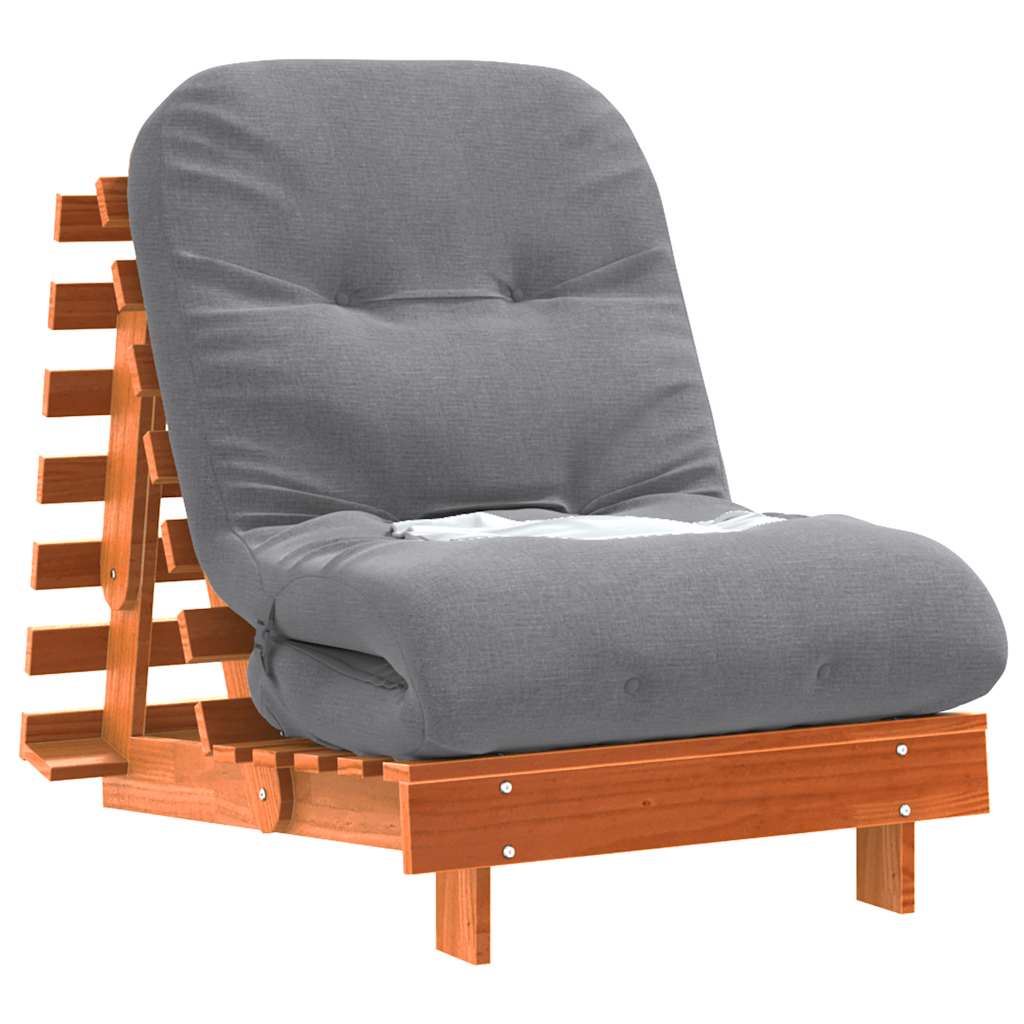 futon med madras 70x206x11 cm massivt fyrretræ gyldenbrun
