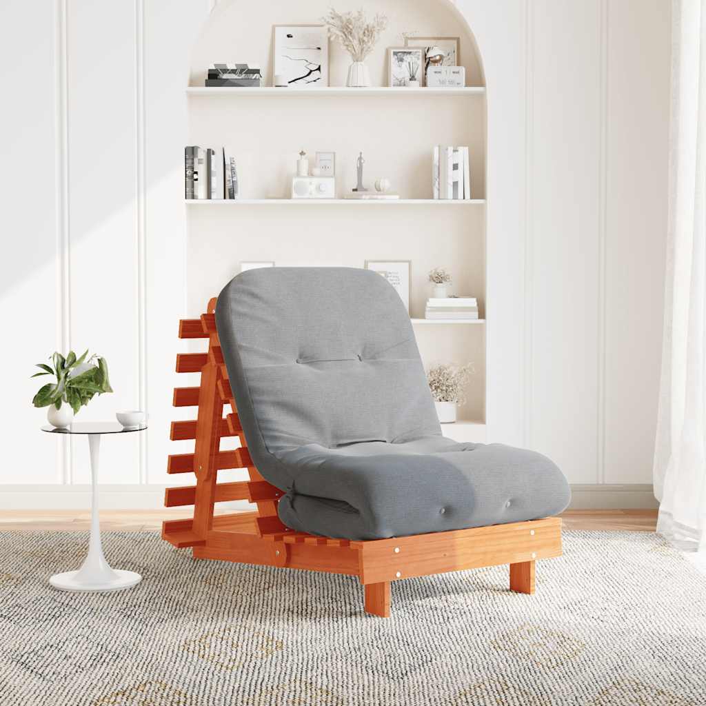 futon med madras 70x206x11 cm massivt fyrretræ gyldenbrun