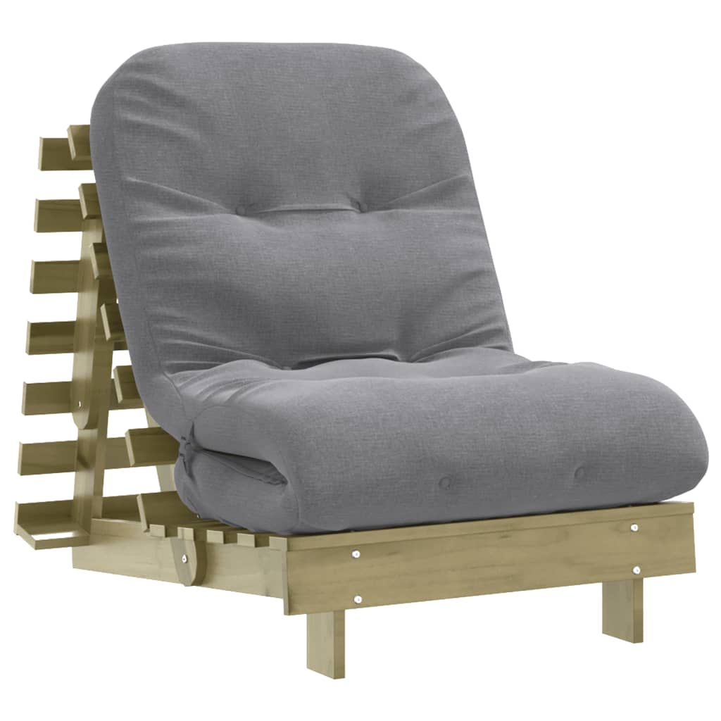 futon med madras 70x206x11 cm imprægneret fyrretræ