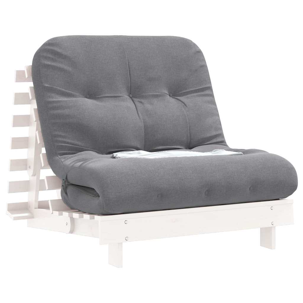 futon med madras 80x206x11 cm massivt fyrretræ