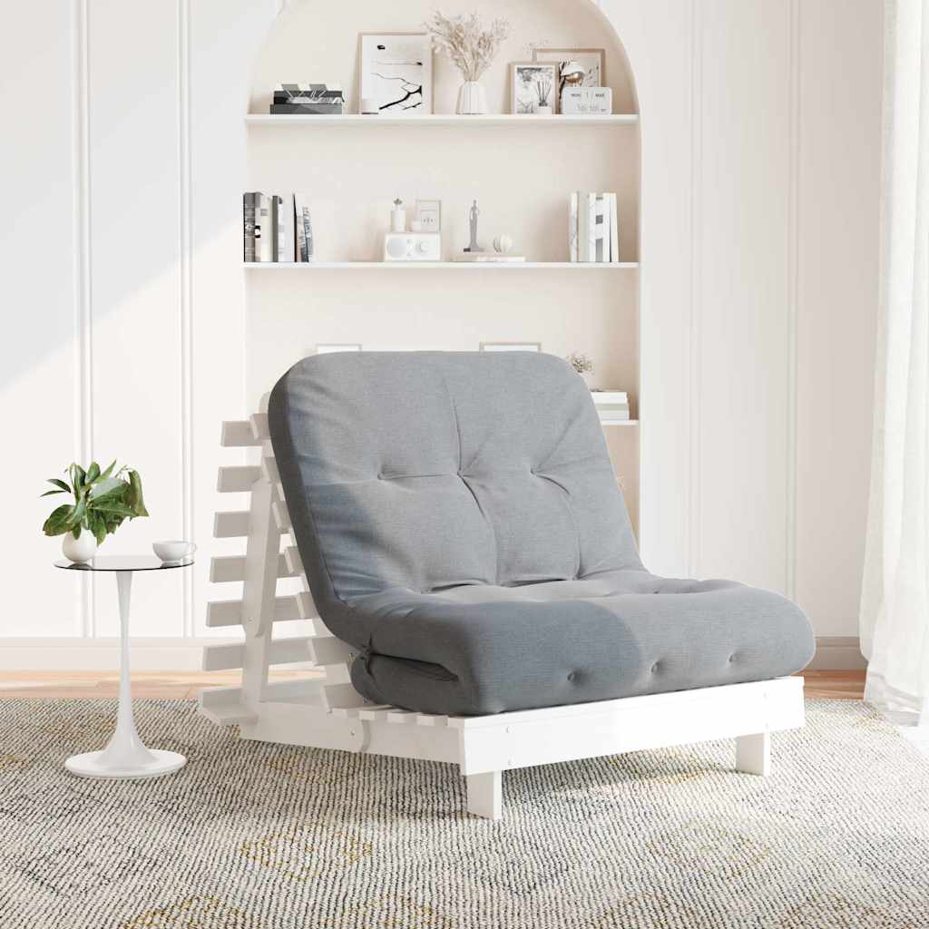 futon med madras 80x206x11 cm massivt fyrretræ