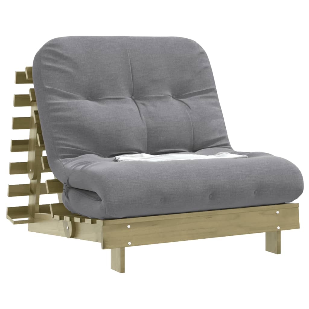 futon med madras 80x206x11 cm massivt fyrretræ