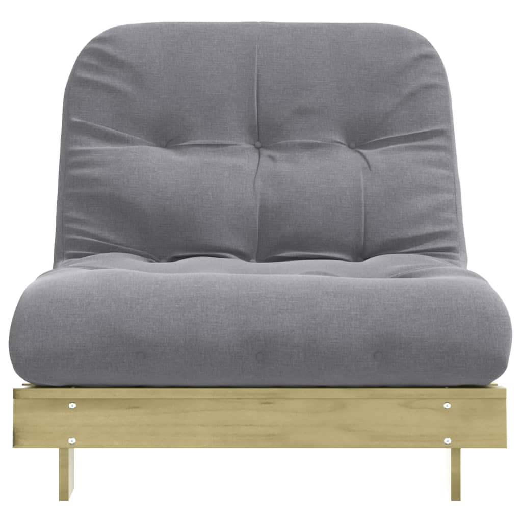 futon med madras 80x206x11 cm massivt fyrretræ
