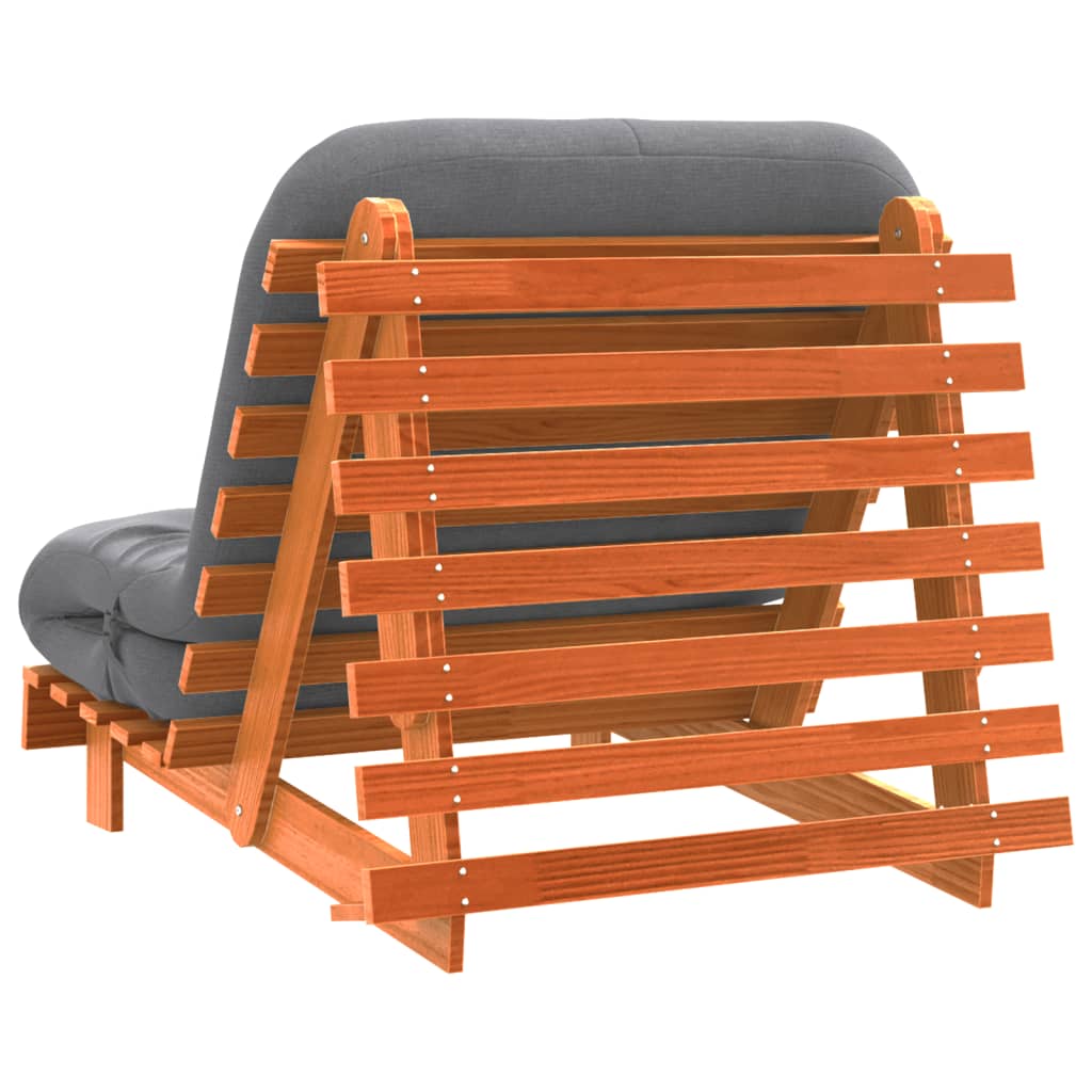 futon med madras 90x206x11 cm massivt fyrretræ