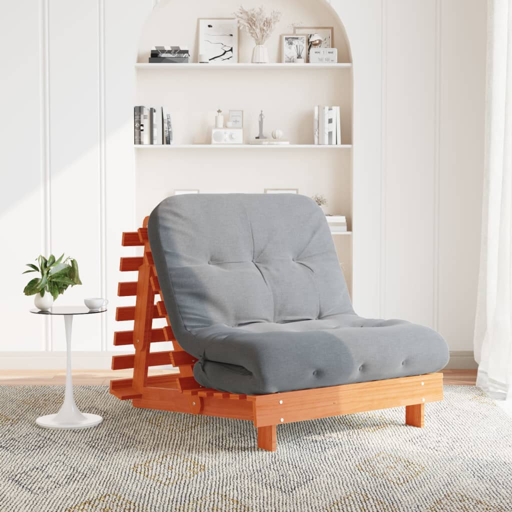 futon med madras 90x206x11 cm massivt fyrretræ