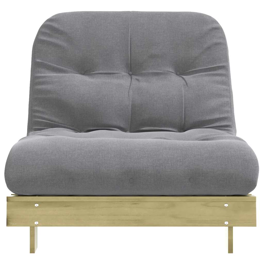 futon med madras 90x206x11 cm massivt fyrretræ