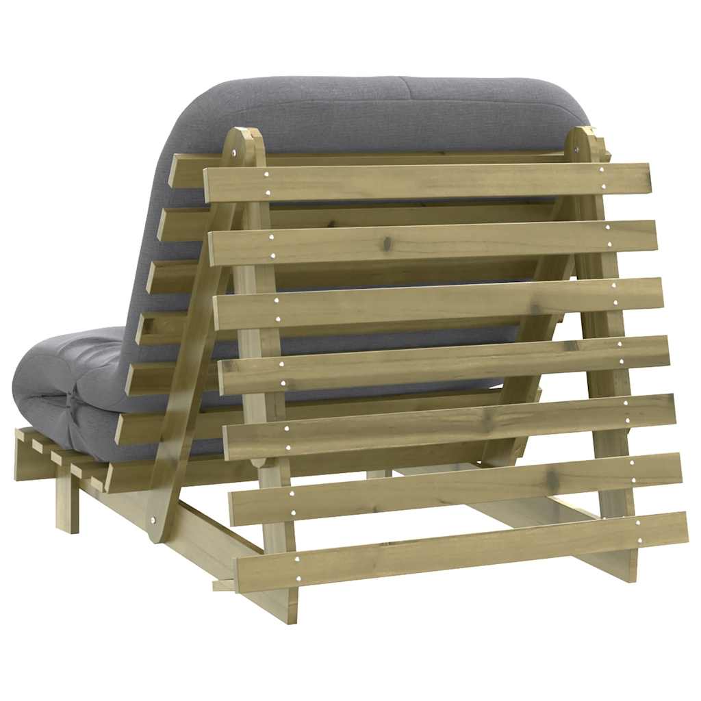 futon med madras 90x206x11 cm massivt fyrretræ