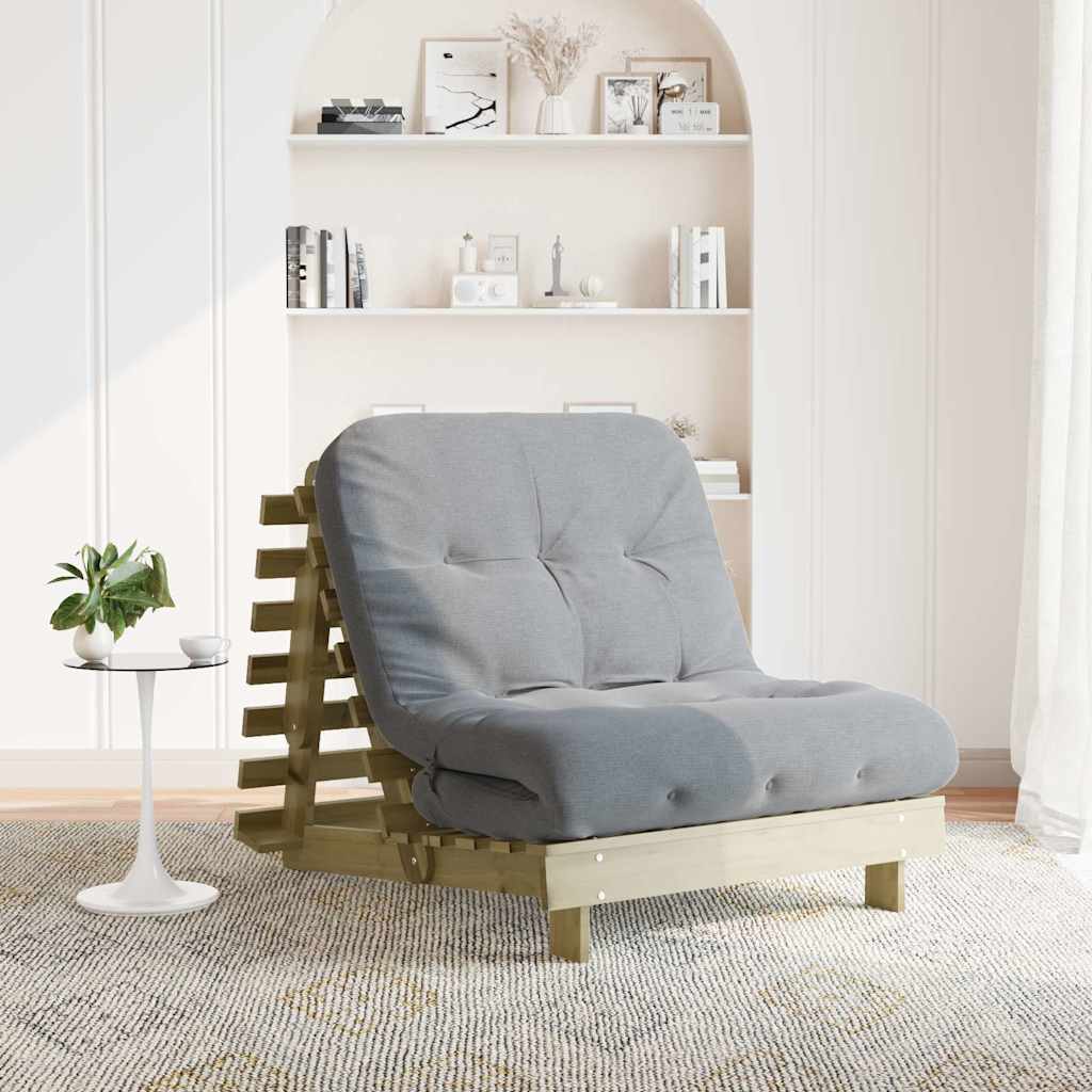 futon med madras 90x206x11 cm massivt fyrretræ