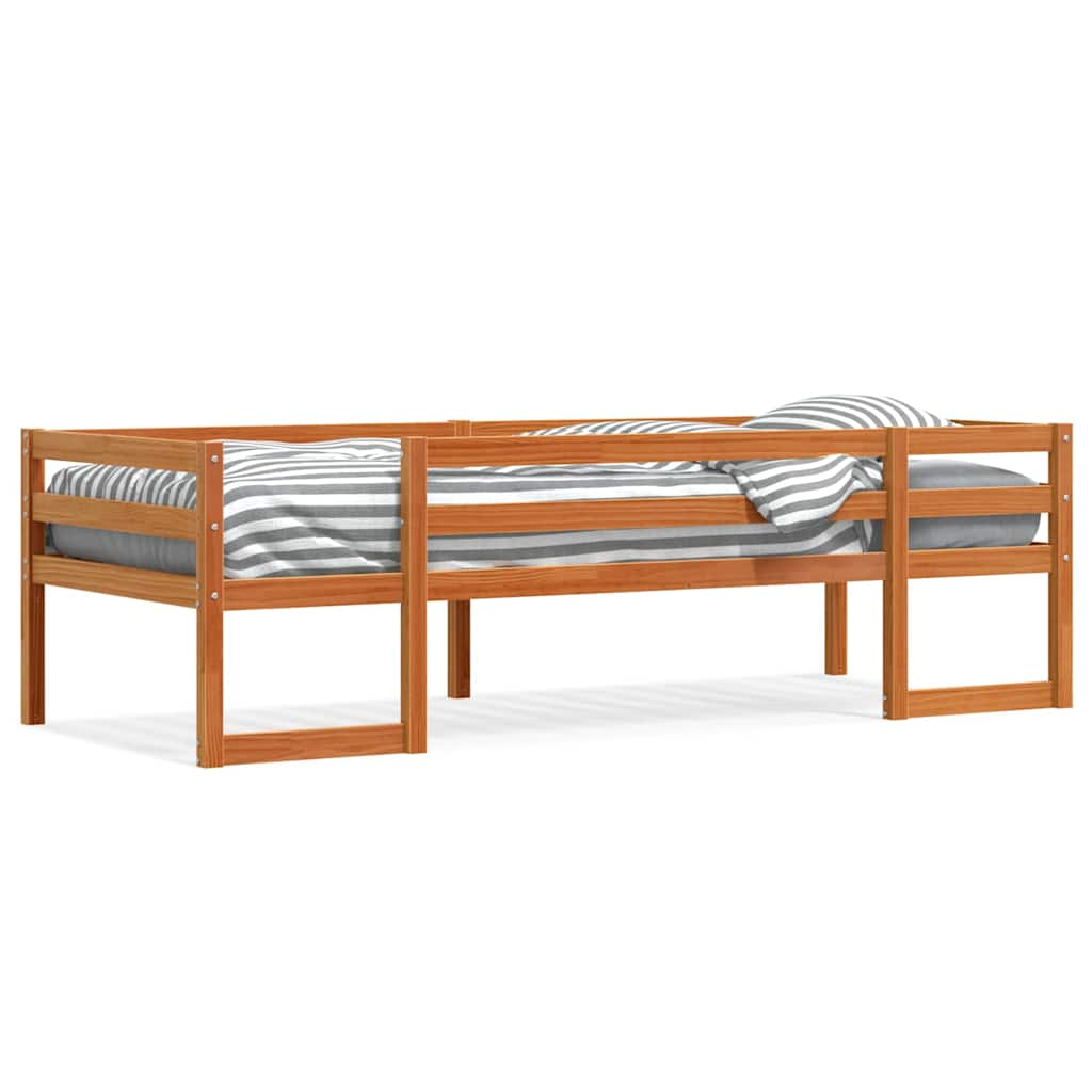 sengeramme til juniorseng 80x200 cm massivt fyrretræ gyldenbrun