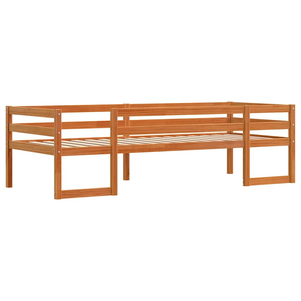 sengeramme til juniorseng 80x200 cm massivt fyrretræ gyldenbrun