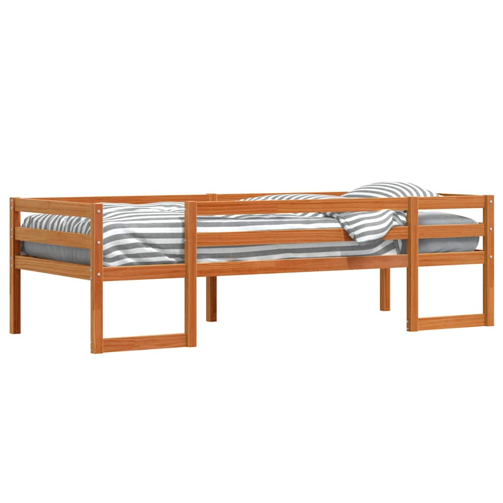 sengeramme til juniorseng 80x200 cm massivt fyrretræ gyldenbrun