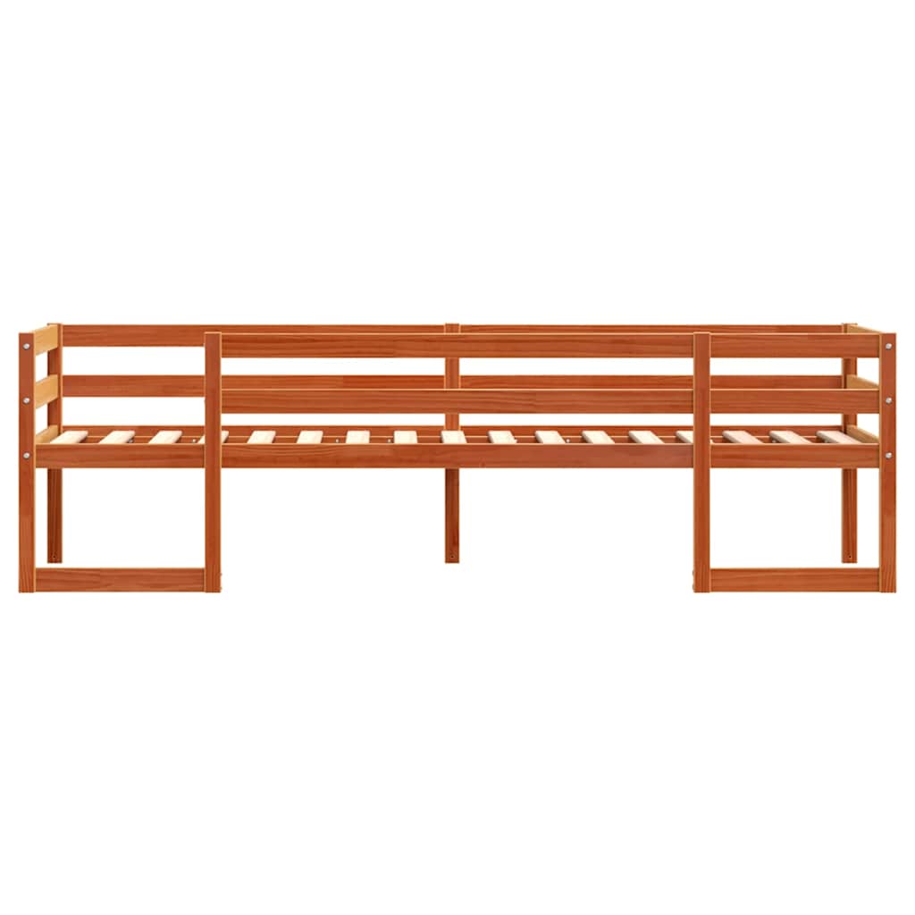 sengeramme til juniorseng 80x200 cm massivt fyrretræ gyldenbrun
