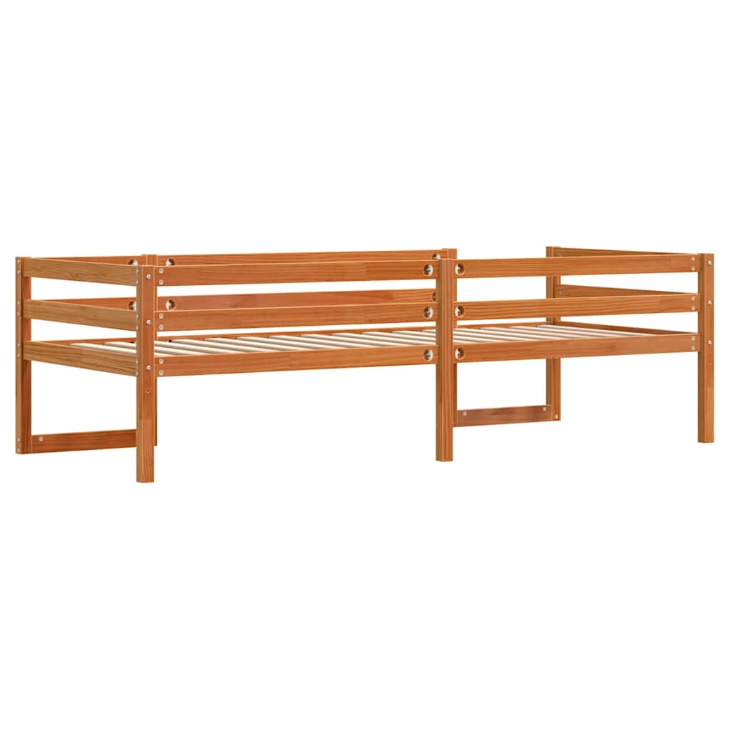 sengeramme til juniorseng 80x200 cm massivt fyrretræ gyldenbrun