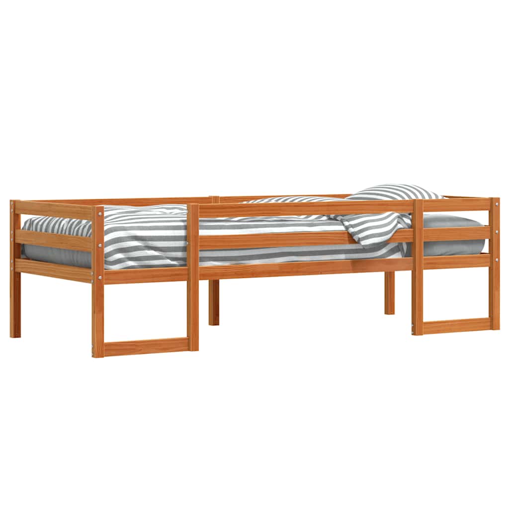 sengeramme til juniorseng 90x200 cm massivt fyrretræ gyldenbrun