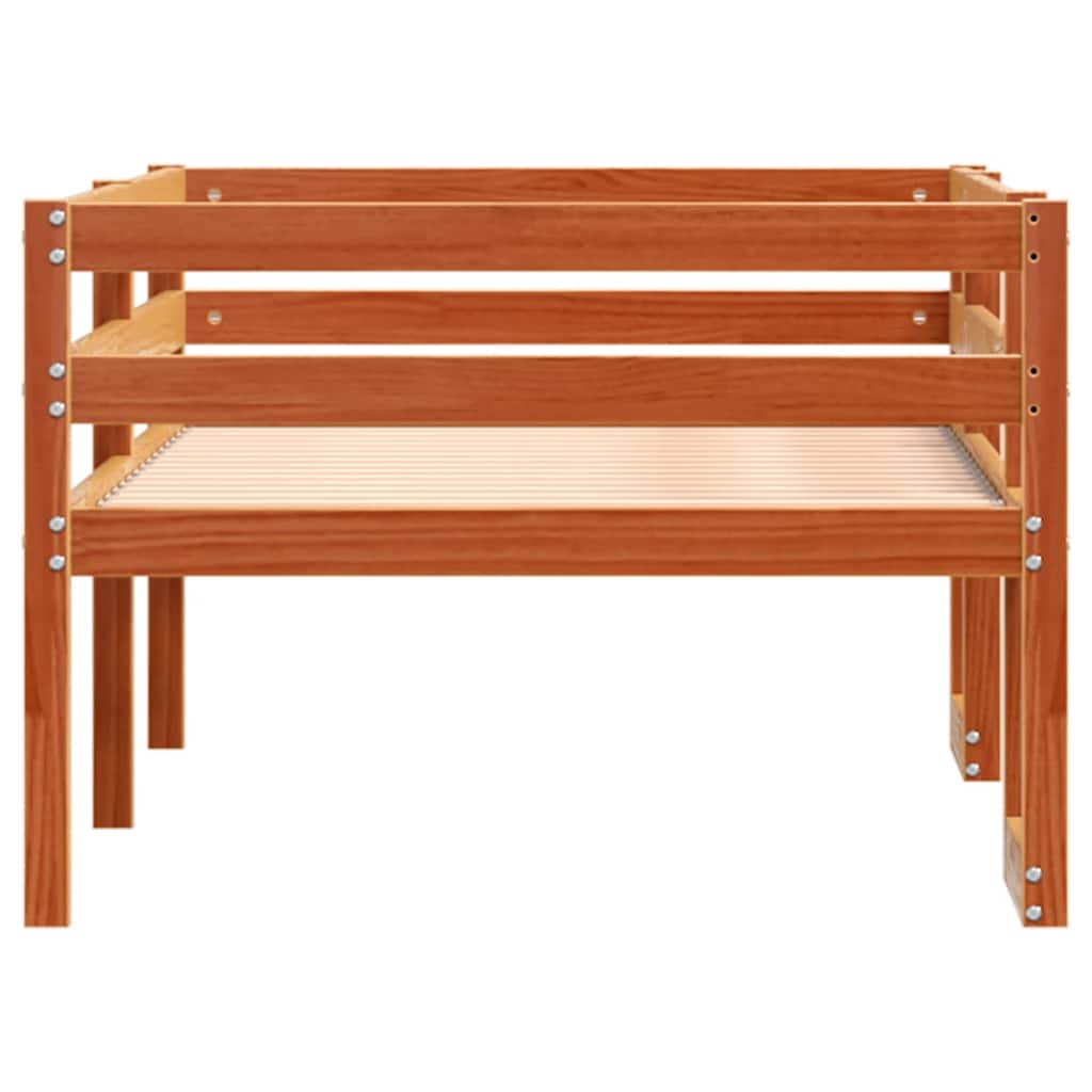 sengeramme til juniorseng 90x200 cm massivt fyrretræ gyldenbrun