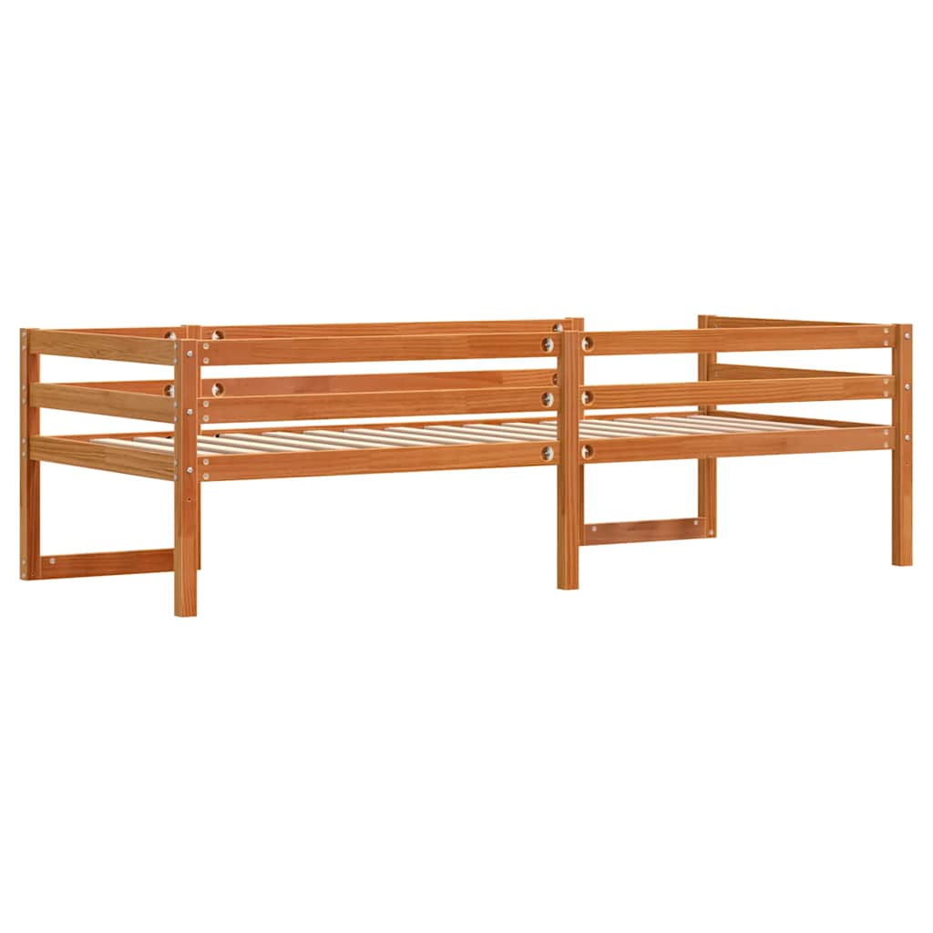 sengeramme til juniorseng 90x200 cm massivt fyrretræ gyldenbrun