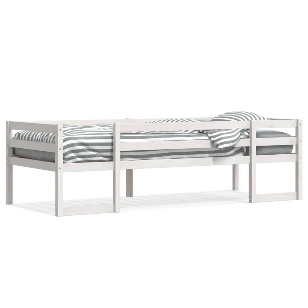 sengeramme til juniorseng 90x190 cm massivt fyrretræ hvid
