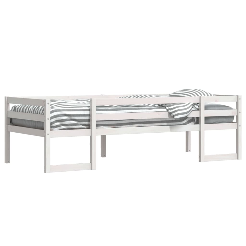 sengeramme til juniorseng 90x190 cm massivt fyrretræ hvid
