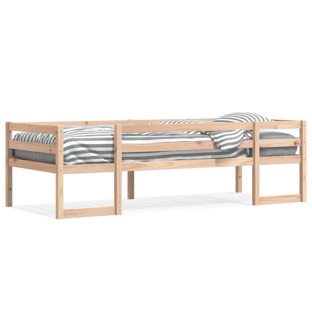 sengeramme til juniorseng 75x190 cm massivt fyrretræ sort