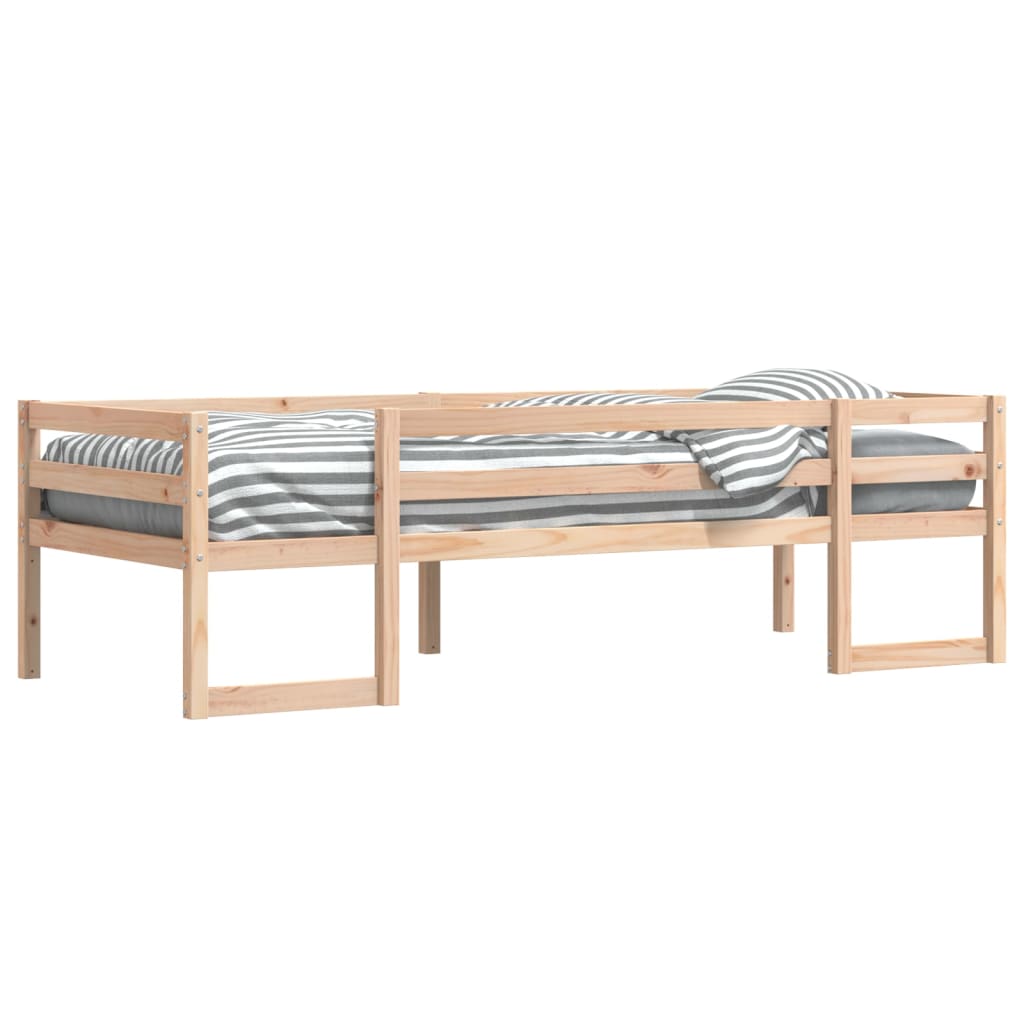 sengeramme til juniorseng 75x190 cm massivt fyrretræ sort