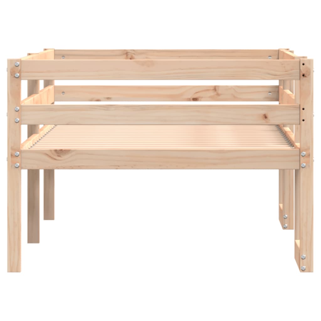 sengeramme til juniorseng 75x190 cm massivt fyrretræ sort