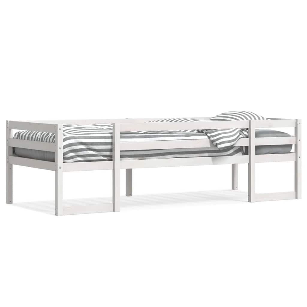 sengeramme til juniorseng 75x190 cm massivt fyrretræ hvid