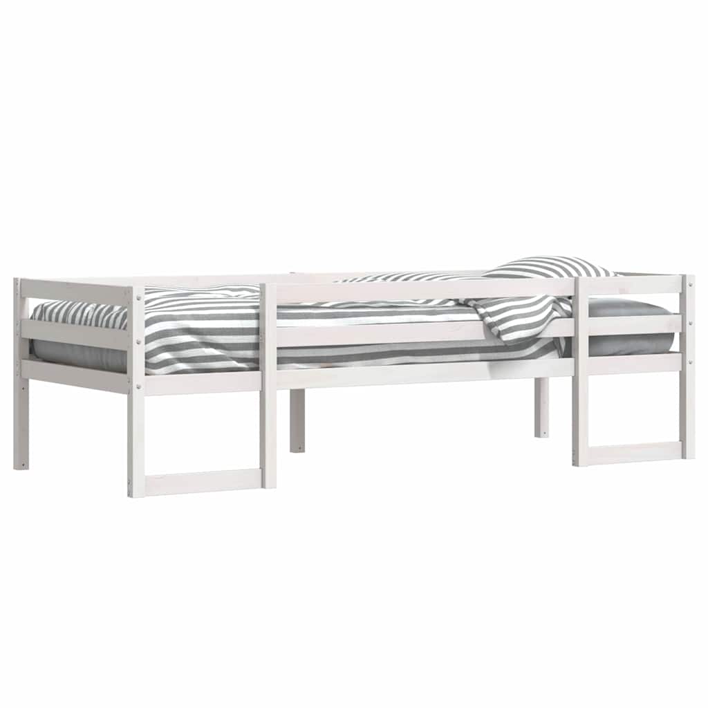 sengeramme til juniorseng 75x190 cm massivt fyrretræ hvid