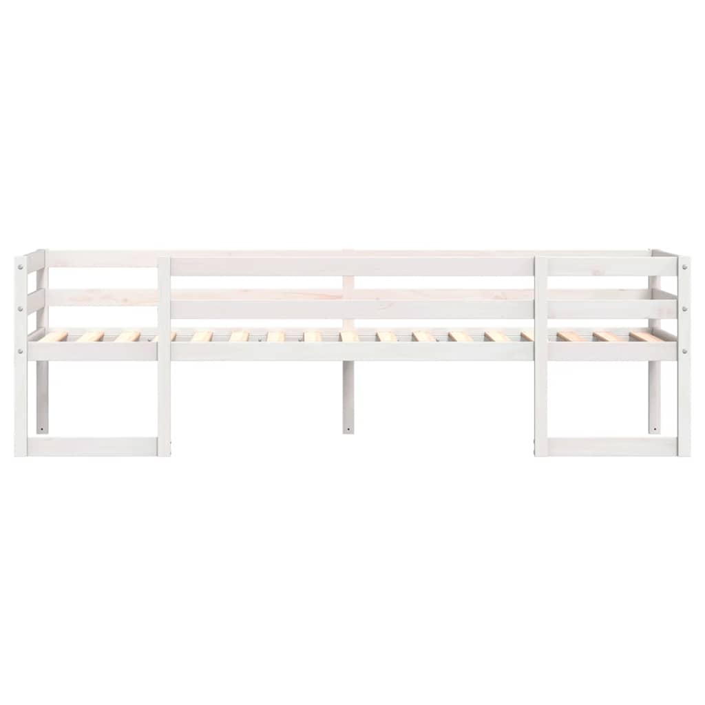 sengeramme til juniorseng 75x190 cm massivt fyrretræ hvid
