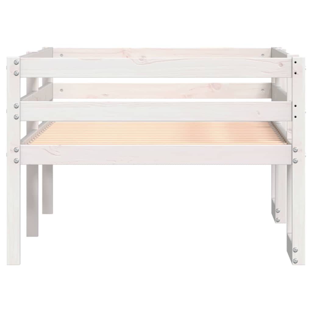 sengeramme til juniorseng 75x190 cm massivt fyrretræ hvid