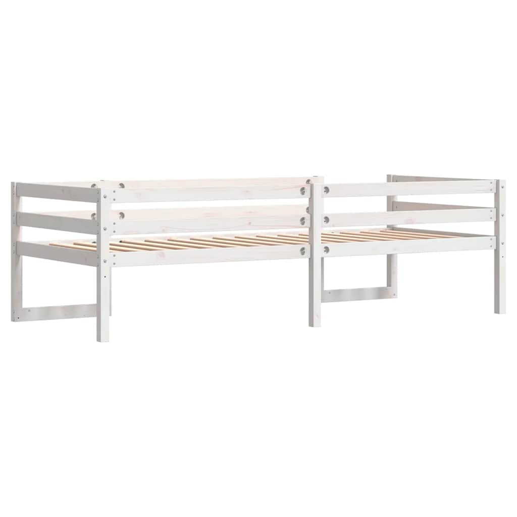 sengeramme til juniorseng 75x190 cm massivt fyrretræ hvid