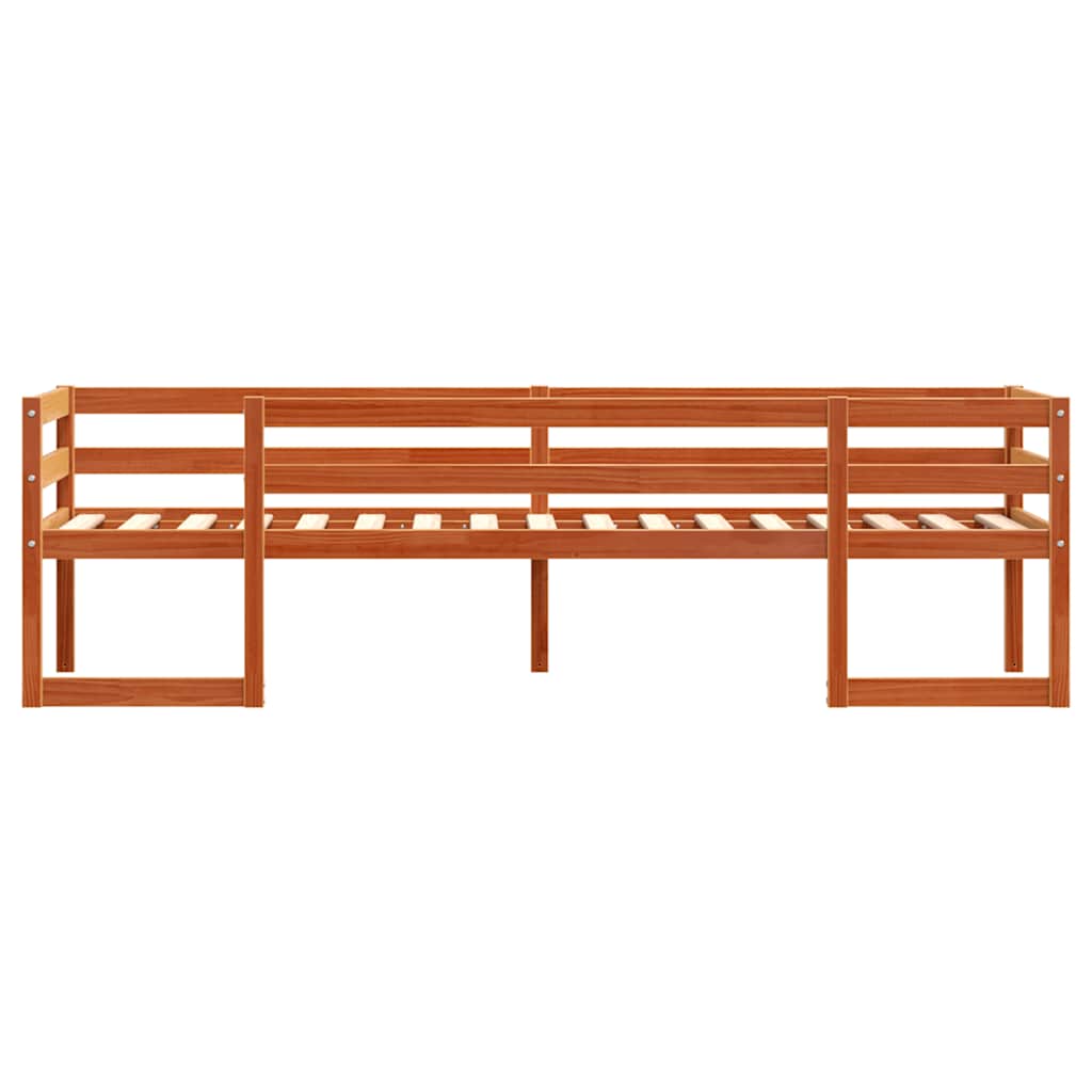 sengeramme til juniorseng 75x190 cm massivt fyrretræ gyldenbrun