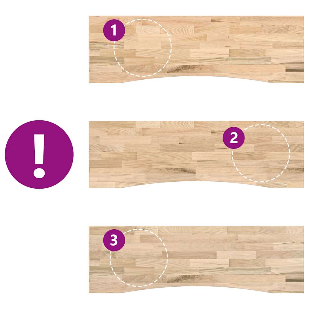 bordplade ubehandlet 160x50x2,5 cm massivt egetræ rektangulær
